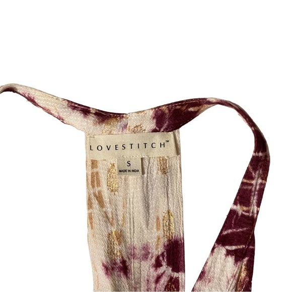 Love Stitch Tie Dye Scale Metallic Dots Textured Sleeveless Halter Maxi Dress Sm - Picture 9 of 12